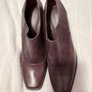 ANTONIO MELANI Men's Dark Brown Embossed Leather Cowboy Boots